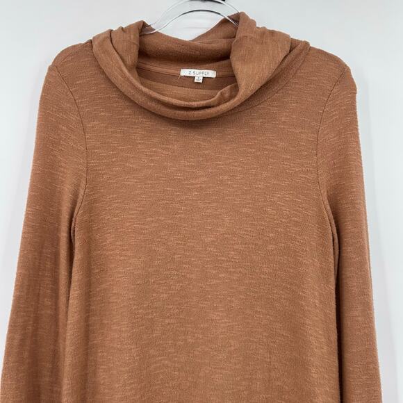 Z Supply Everyday Brushed Long Sleeve Top Rust Brown Cowl Neck Tunic Womens Sz S - Picture 4 of 11
